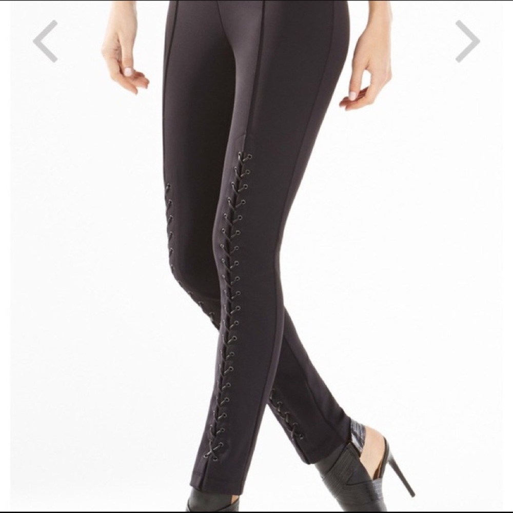 BCBGMAXAZRIA Beau Lace Up Leggings in XS.